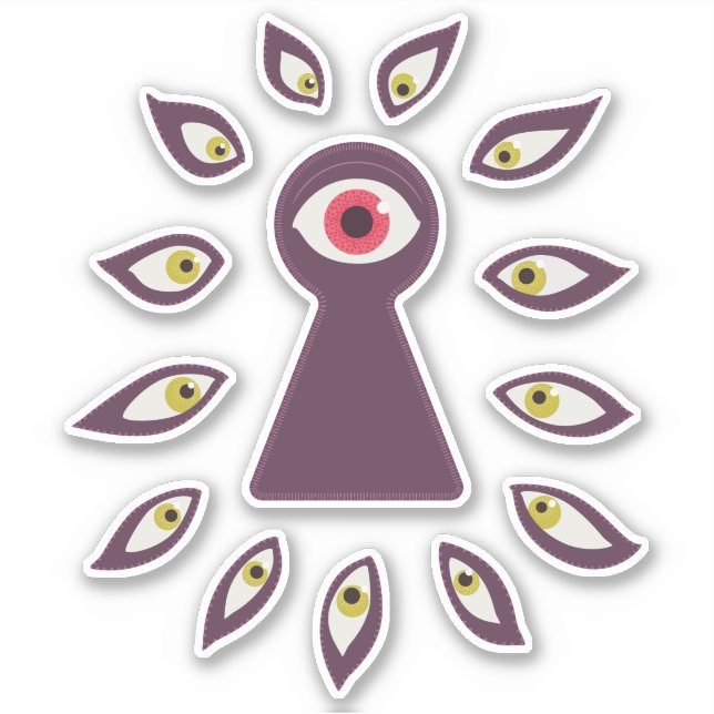 Pegatina Vista de espionaje de ansiedad paranoica (Anverso)