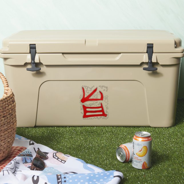 Pegatina Vista de gran contorno rojo Kanji Delicious a trav (Enfriador)