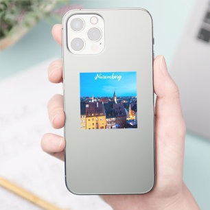 Pegatina Vista del casco antiguo de Nuremberg de noche