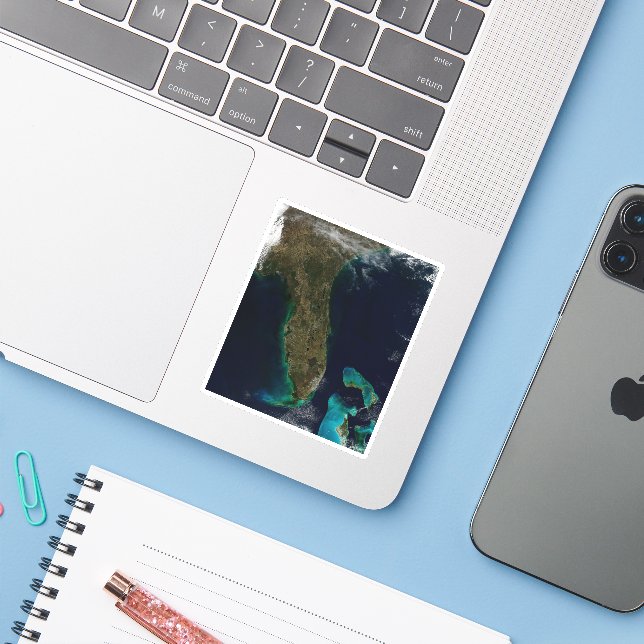 Pegatina Vista Satelital De Florida. (Ordenado portátil con iPhone)