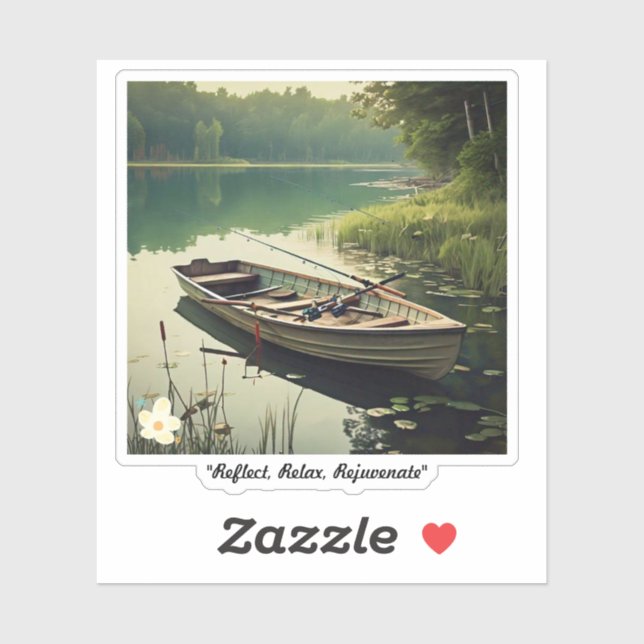 Pegatina "Vista tranquila del lago" (Hoja)