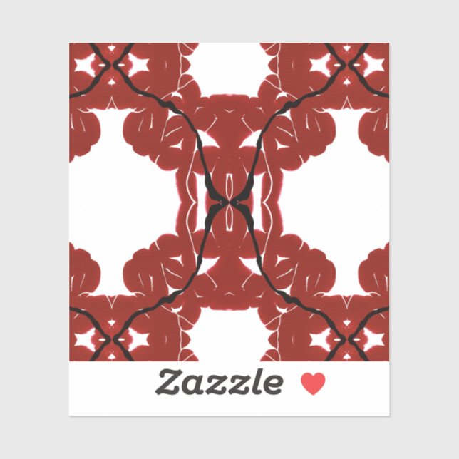 Pegatina Vitae Abstract Red and Black on White Fluid Art (Hoja)