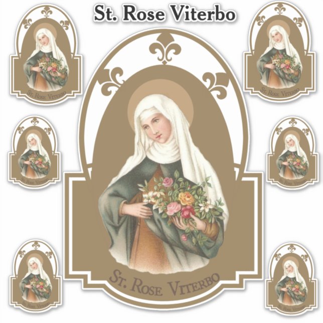 Pegatina Viterbo de los santos Rosas religiosos (Anverso)