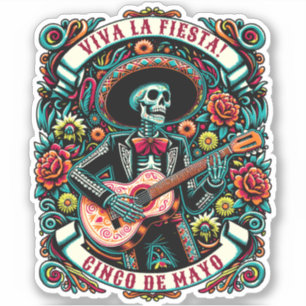 Pegatina ¡Viva La Fiesta! Diseño de Cinco de Mayo
