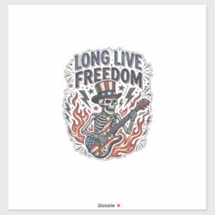 Pegatina Viva la Libertad Camiseta de Rocker Esqueleto Patr