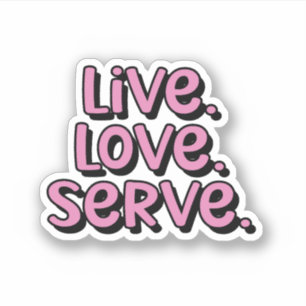 Pegatina Vive. Amor. Servir. Pickleball rosado