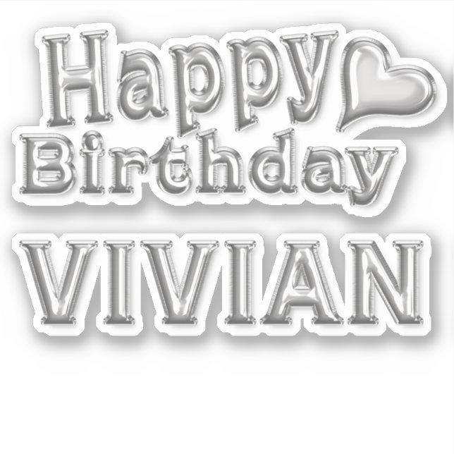 Pegatina Vivian Happy Birthday silver Aufkleber Sticker (Anverso)