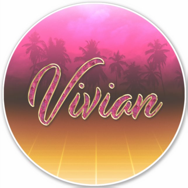 Pegatina Vivian Vorname Name golden pink Aufkleber Sticker (Anverso)