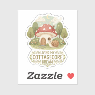 Pegatina Viviendo mi sueño Cottagecore   Hongos lindos y ca