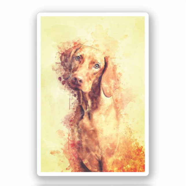 Pegatina Vizsla Watercolor (Anverso)