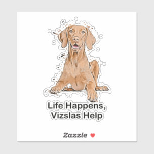 Pegatina Vizslas Ayudan a la Vida Cartoon Die Cut
