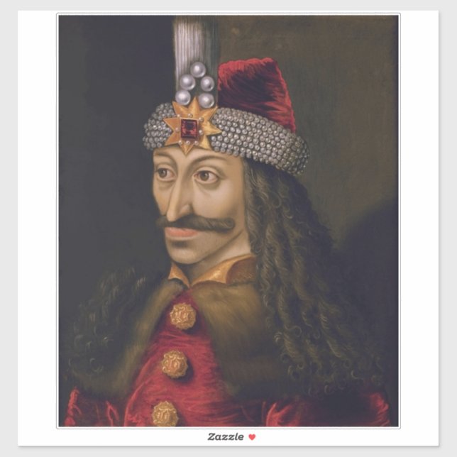 Pegatina Vlad Tepes: Empalador, Príncipe Dragón Dracula Voi (Hoja)
