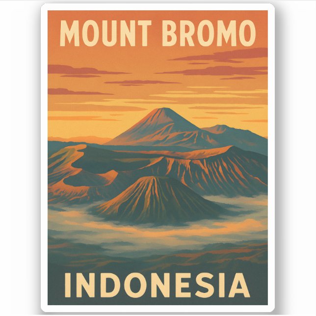 Pegatina Volcán Bromo Indonesia (Anverso)
