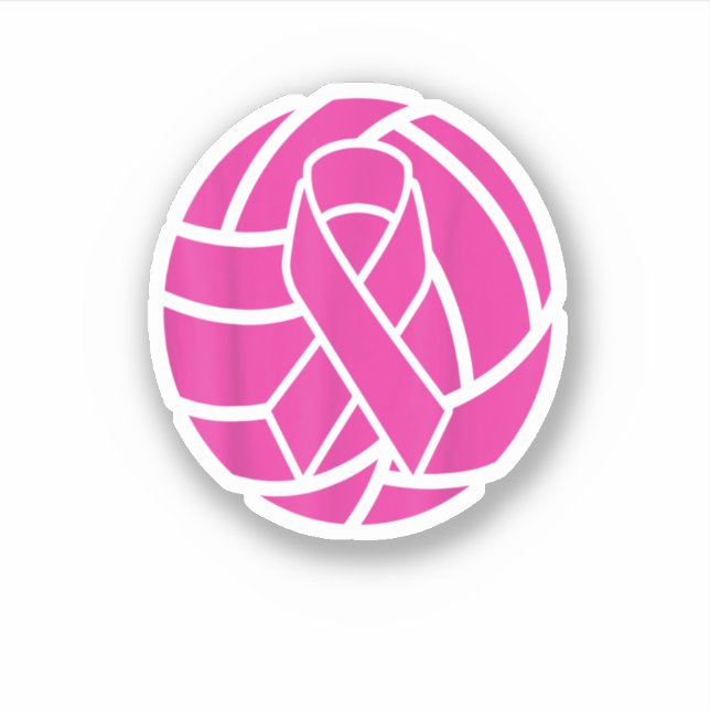 Pegatina Voleibol T Cáncer de Mama Voleibol Cinta Rosa (Anverso)
