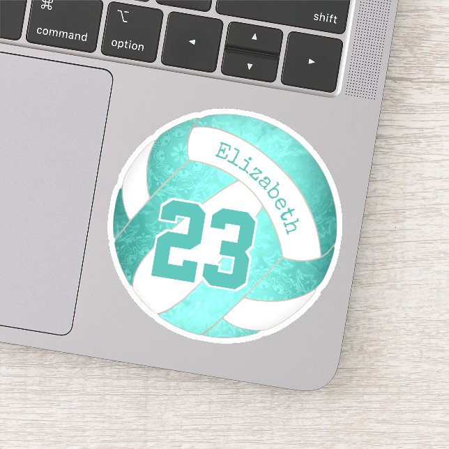 Pegatina voleibol verde azulado de color turquesa (Detalle)