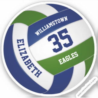 Pegatina voleibol verde oscuro personalizado