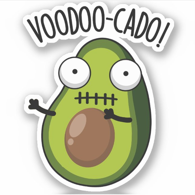 Pegatina Voodoo-cado Funny Aguacate Pun (Anverso)