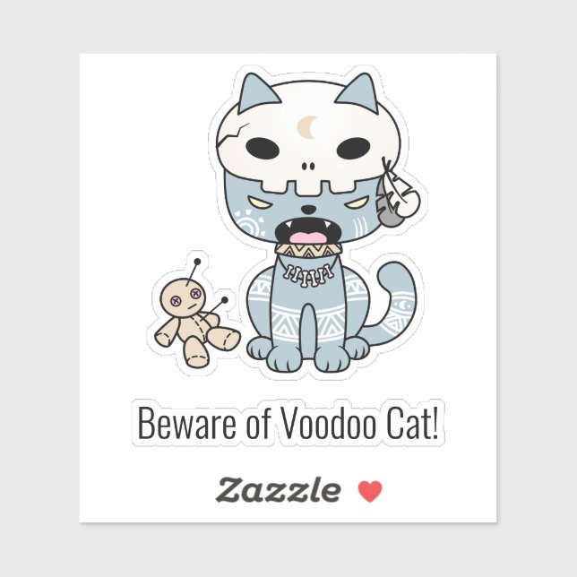 Pegatina Voodoo Cat Personalizado Textos (Hoja)