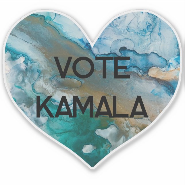 Pegatina Votar Kamala Blue Alcohol Inks Heart (Anverso)