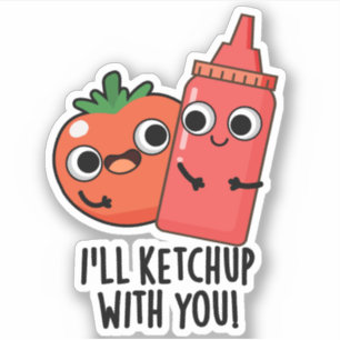 Pegatina Voy a Ketchup con tu divertido bollo de comida
