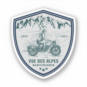 Pegatina Vue des Alpes recorrido en moto por los Alpes suiz