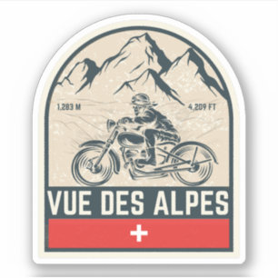 Pegatina Vue des Alpes recorrido en moto por los Alpes suiz