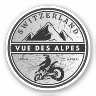 Pegatina Vue des Alpes recorrido en moto por los Alpes suiz