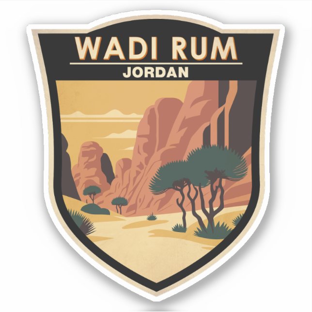 Pegatina Wadi Rum Jordan Viaje Arte Vintage (Anverso)