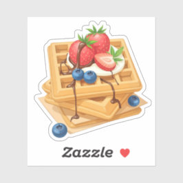 Pegatina Waffles con cubierta de cerezo y llovizna de choco