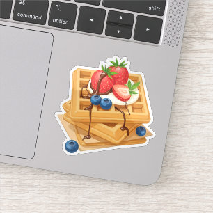 Pegatina Waffles con cubierta de cerezo y llovizna de choco