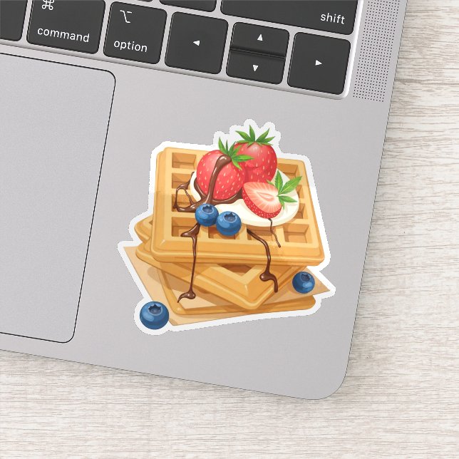 Pegatina Waffles con cubierta de cerezo y llovizna de choco (Detalle)