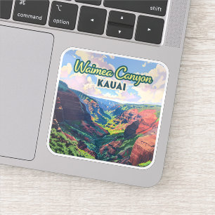 Pegatina Waimea Canyon Kauai Hawaii Retro