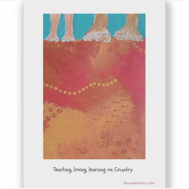 Pegatina Walking on Country Aboriginal print sticker (Anverso)