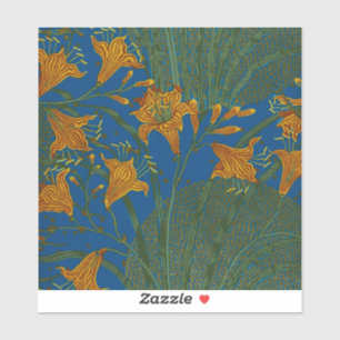 Pegatina Walter Crane Day Lily Floral Wallpaper Design