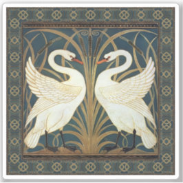 Pegatina Walter Crane Swan, Rush E Iris Art Nouveau