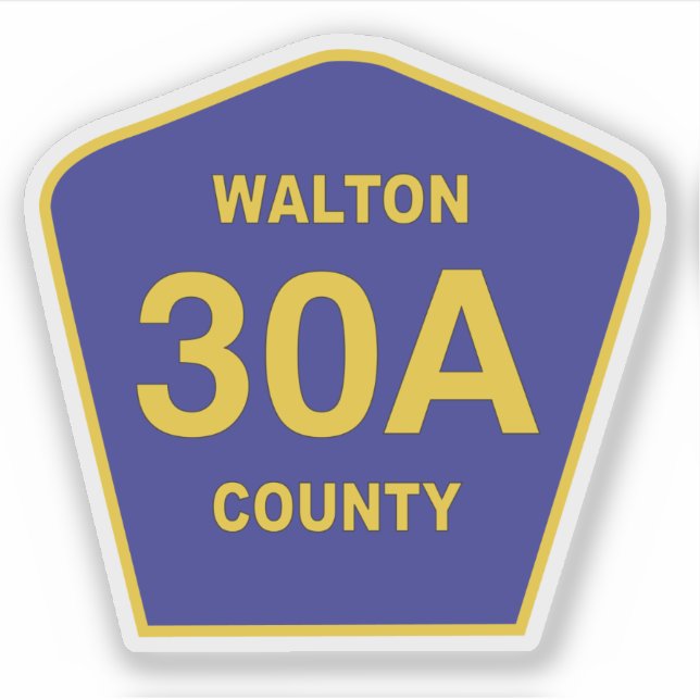 Pegatina Walton County 30A Highway Rótulo Florida (Anverso)