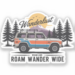 Pegatina Wanderlust Camper - Roam y Roam Wander Wide