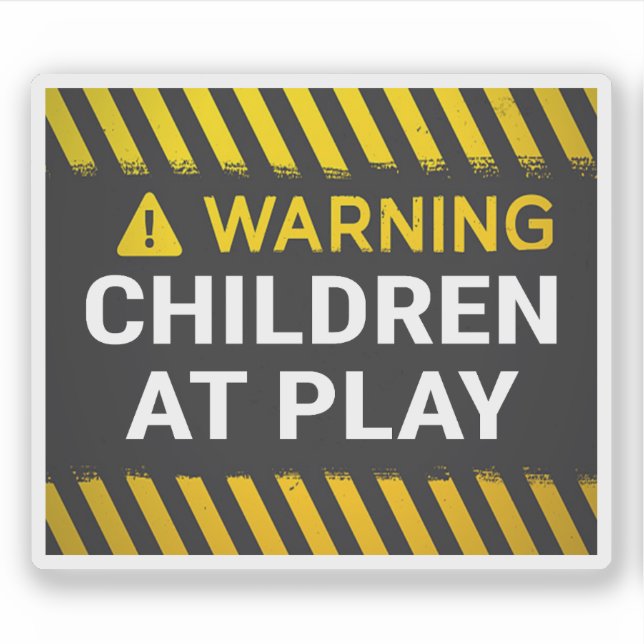 Pegatina Warning Children At Play (Anverso)