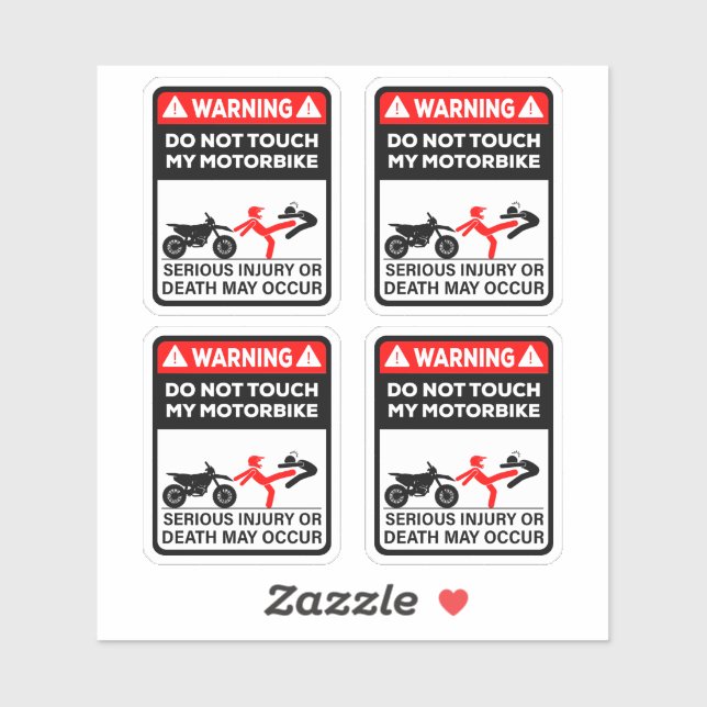 Pegatina Warning Do Not Touch My Motorbike Vinyl Stickers (Hoja)