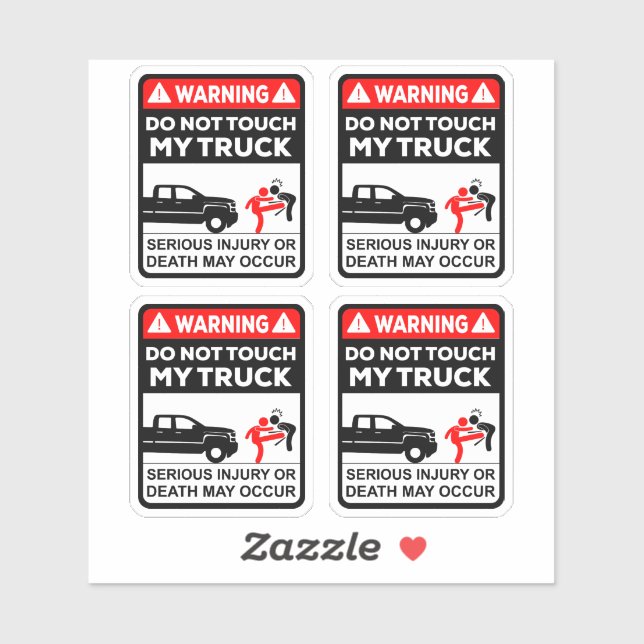 Pegatina Warning Do Not Touch My Truck Vinyl Stickers (Hoja)