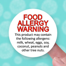 Pegatina Warning Food Allergy Caution Nuts Soy Egg