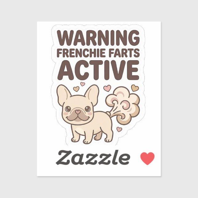 Pegatina Warning Frenchie Farts Active (Hoja)