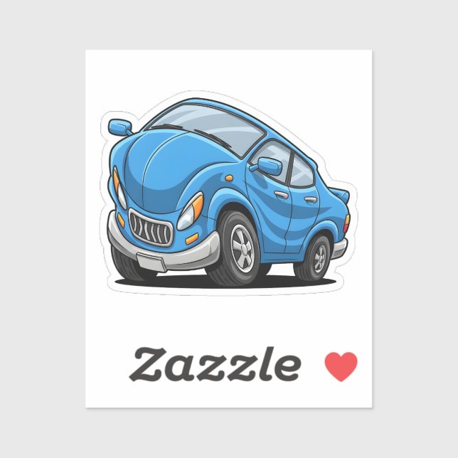Pegatina Warped Blue Cartoon Auto (Hoja)