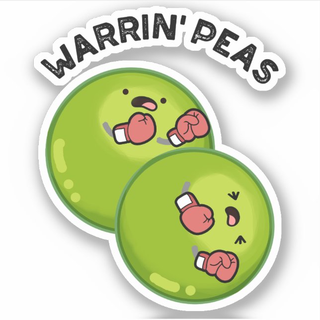 Pegatina Warrin Peace Funny Pea Pun (Anverso)