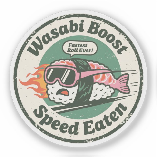 Pegatina Wasabi Boost Velocidad Comida Sushi de Carreras (Anverso)