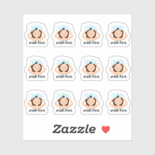 Pegatina Wash Hair Rutina Recordatorio Cute Chica Bujo Plan