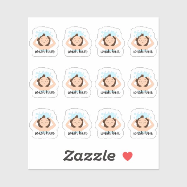 Pegatina Wash Hair Rutina Recordatorio Cute Chica Bujo Plan (Hoja)