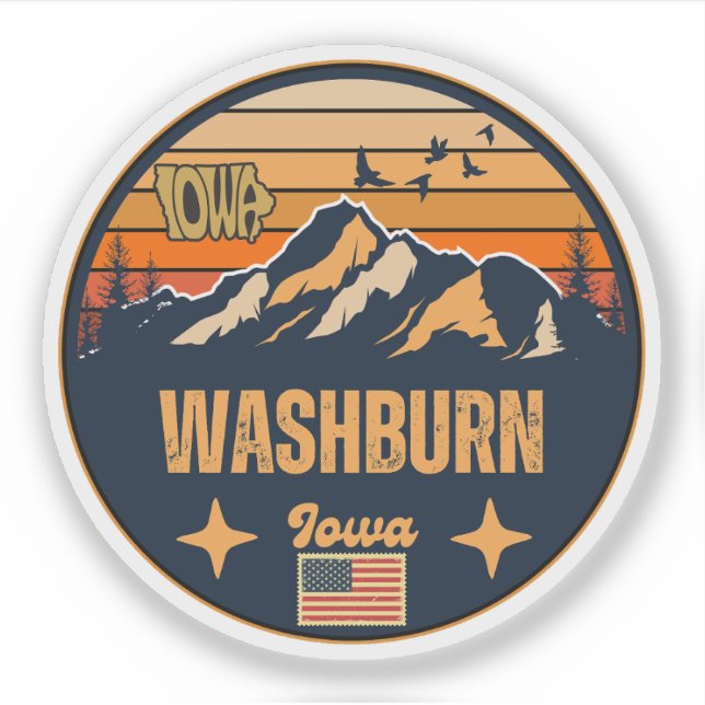 Pegatina Washburn, Iowa (Anverso)