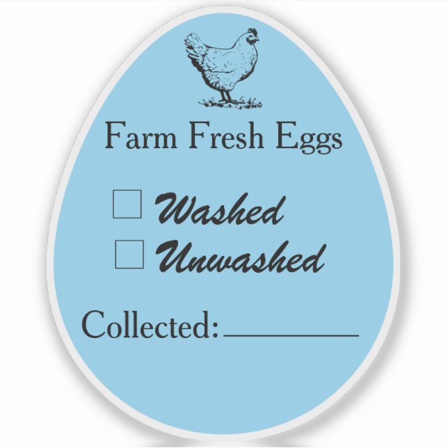 Pegatina Washed or Unwashed Egg Sticker Collected Date (Anverso)