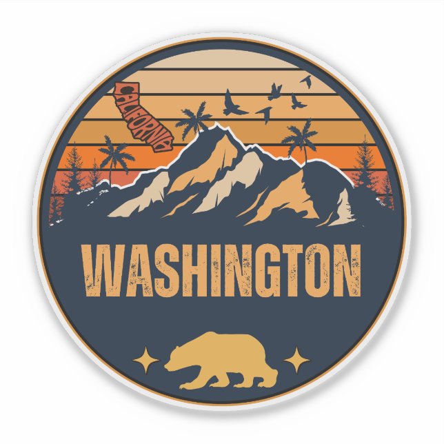 Pegatina Washington, California (Anverso)